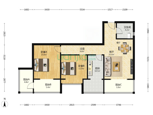 黄河厂小区 2室1厅1卫 111平方