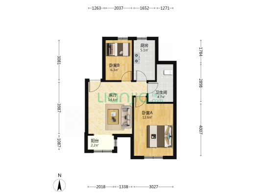 正阳里(汉沽区) 2室1厅1卫 67平方