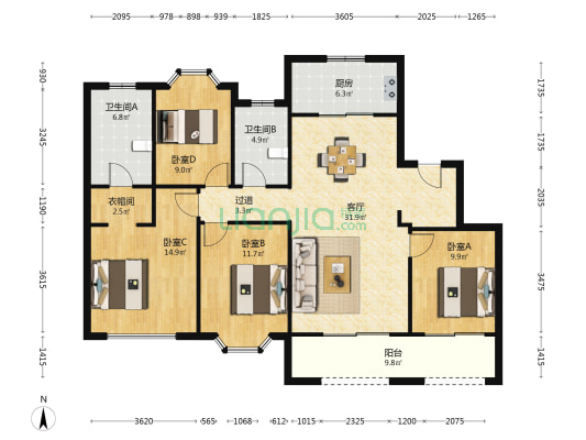暨阳府 4室1厅2卫 138平方