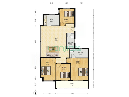 澜栖府 4室1厅2卫 138平方