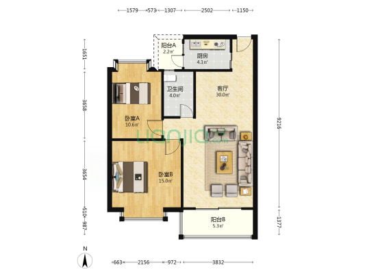 前景楼 2室1厅1卫 72平方