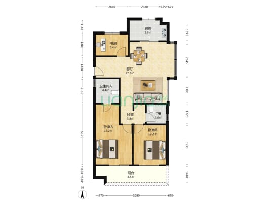 耀海苑北区 3室1厅2卫 112平方
