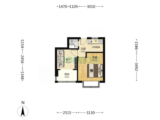 龙湾路小区 1室1厅1卫 33平方