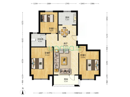 名城府邸 3室1厅1卫 112平方