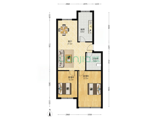 石沟小区 2室1厅1卫 86平方