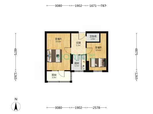 庆丰小区 2室0厅1卫 50平方