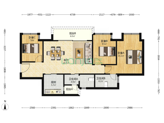 重庆三一云城 3室1厅2卫 99平方