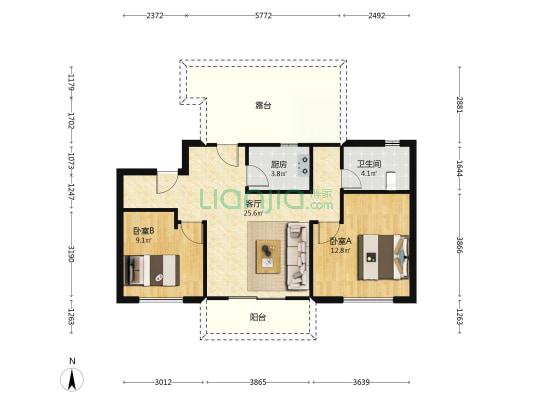 栖霞栖园 2室1厅1卫 77平方