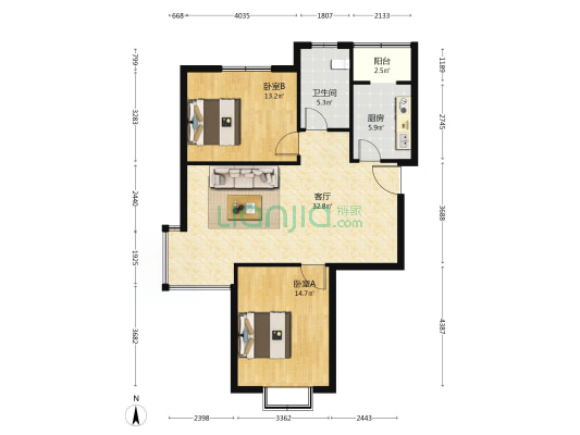 碧海兰庭 2室1厅1卫 96平方