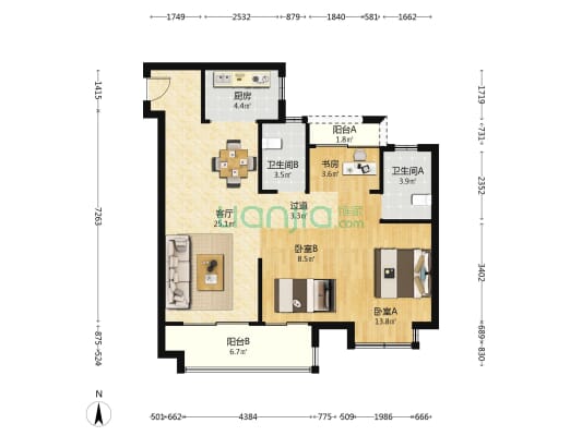 云泊苑 3室1厅2卫 100平方