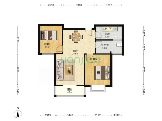紫楠小区 2室1厅1卫 74平方