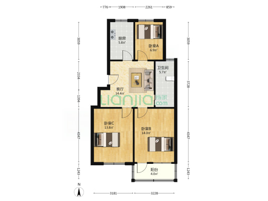 胥苑新村 3室1厅1卫 81平方