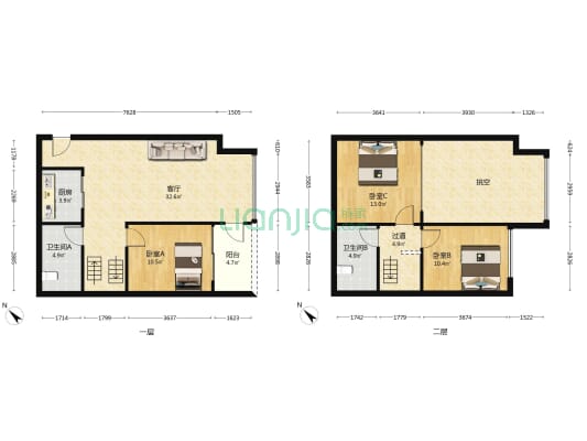 京基东滨时代 3室1厅2卫 93平方