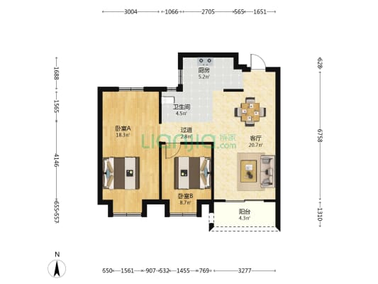 保利和光城樾 2室1厅1卫 85平方