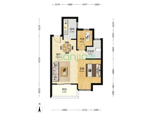 星河盛境 2室1厅1卫 67平方