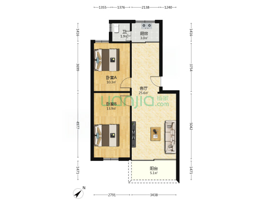 沧江路316号 2室1厅1卫 73平方