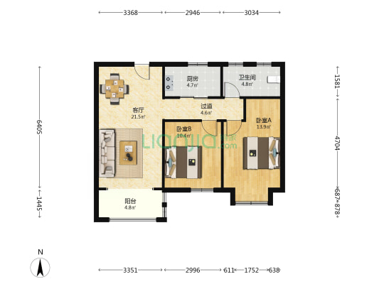 水岸佳境花苑 2室1厅1卫 88平方