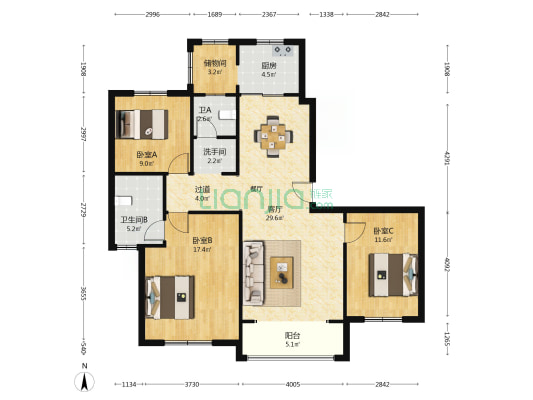 拓丰祥和居 3室1厅3卫 143平方