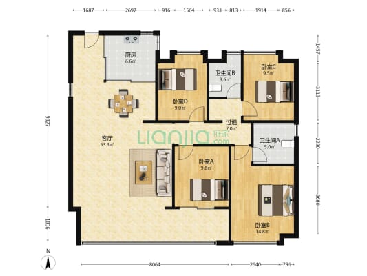 绿城东投凤鸣云翠 4室1厅2卫 151平方