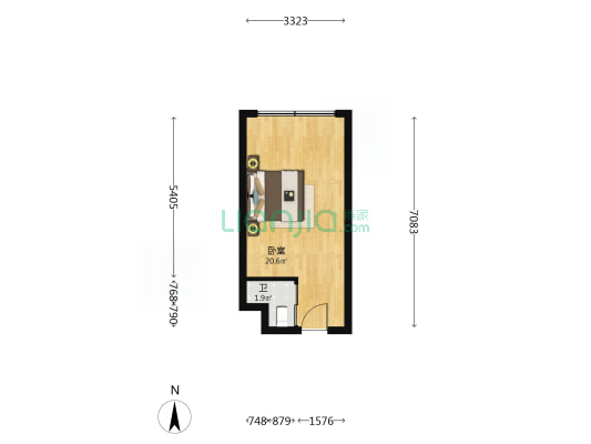 万达广场 1室0厅1卫 30平方