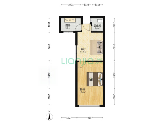 津都花园 1室1厅1卫 42平方