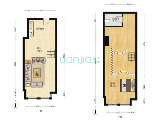 中央公园创客广场 1室1厅1卫 57平方