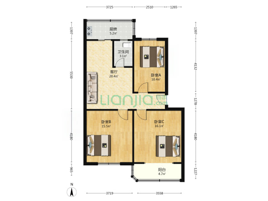 泉洲东里春晖巷 3室1厅1卫 88平方
