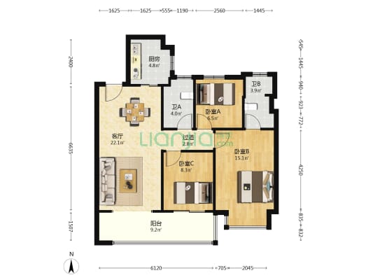 德信·望澜庭 3室1厅2卫 101平方