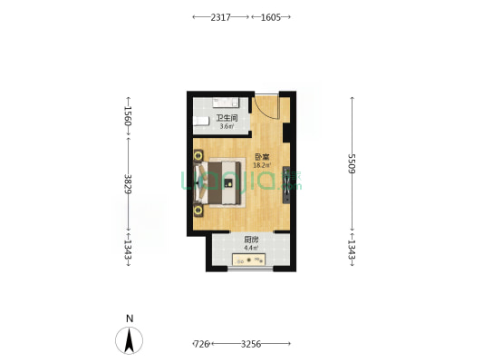 朗基·幸福乐城 1室0厅1卫 41平方