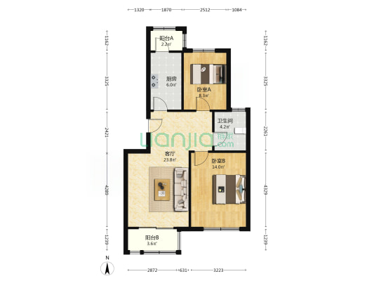 檀香园 2室1厅1卫 79平方