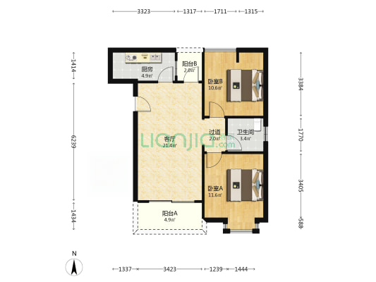 国瑞江南御府 2室1厅1卫 76平方
