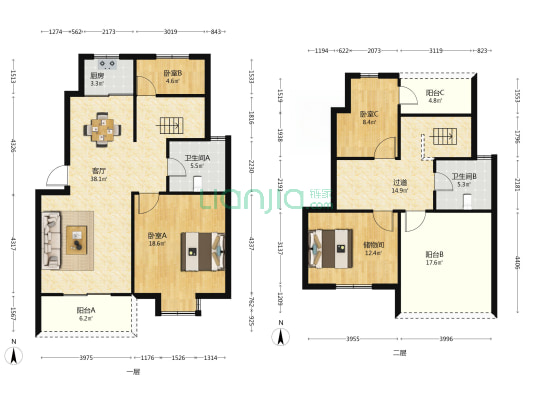 蓬欣社区东城一期栈泾兰苑 3室1厅2卫 146平方