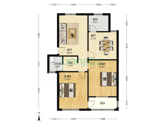 新源路189号 2室2厅1卫 90平方