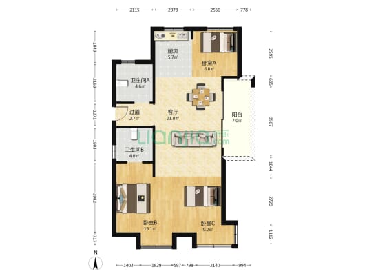 学知苑 3室1厅2卫 99平方