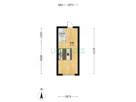 中能·新誉 1室0厅1卫 27平方