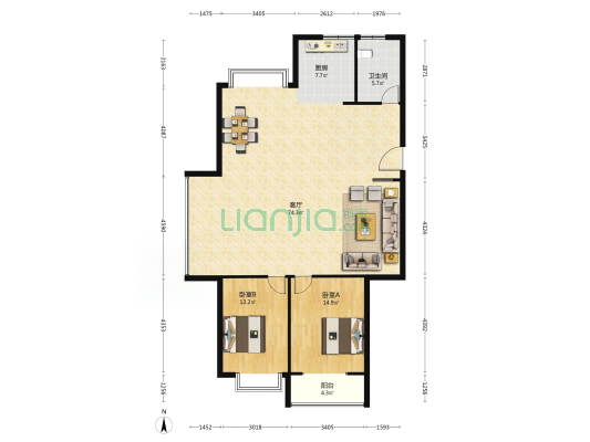 新园公寓 2室1厅1卫 176平方