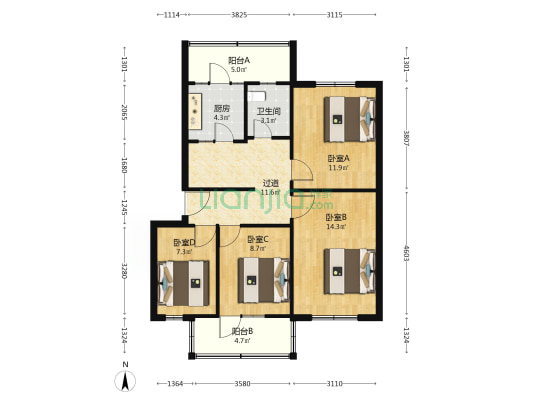 鸿雁楼 4室0厅1卫 82平方