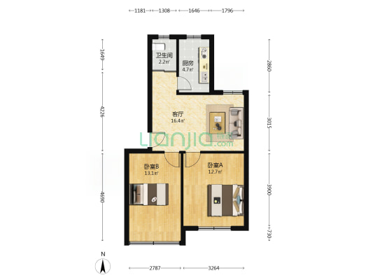 苏州科技学院教师住宅 2室1厅1卫 58平方