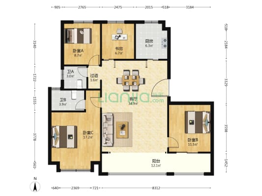 万科璞拾闻澜 4室1厅2卫 137平方