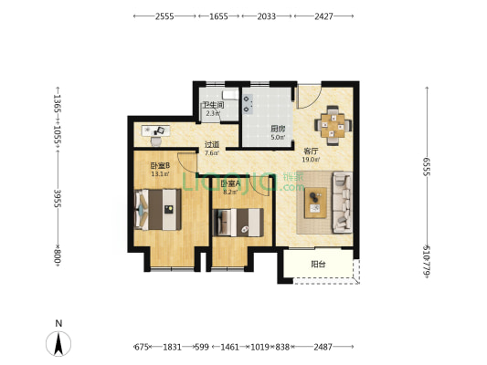 中建河风印月华庭 2室1厅1卫 82平方