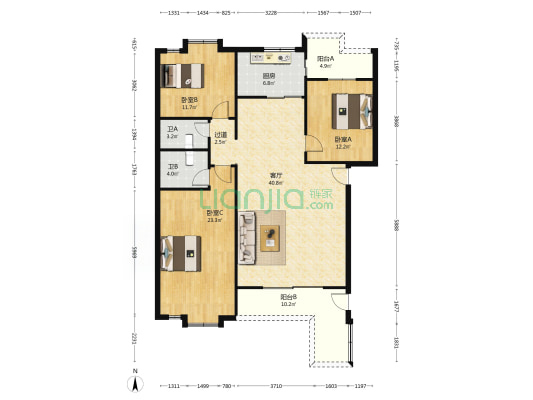 新城南小区 3室1厅2卫 150平方