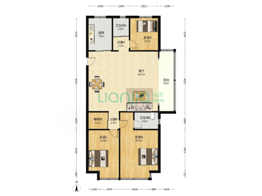碧桂园盛汇澜庭 3室1厅2卫 142平方