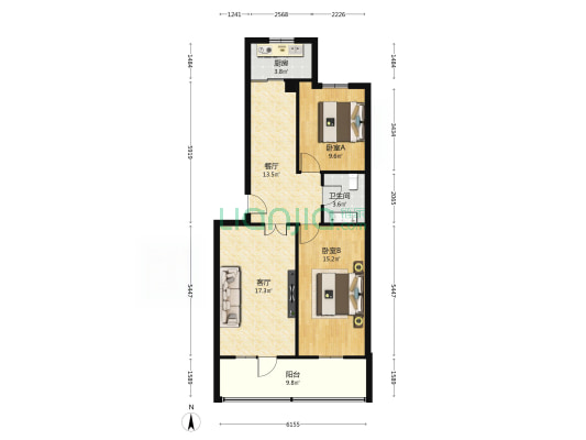 兵工社区五二一生活区 2室2厅1卫 86平方