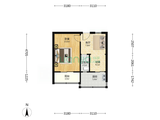 新华书店家属院 1室1厅1卫 40平方
