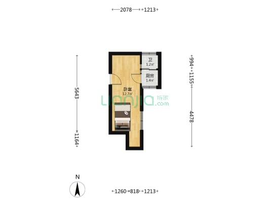 东和大厦 1室0厅1卫 21平方