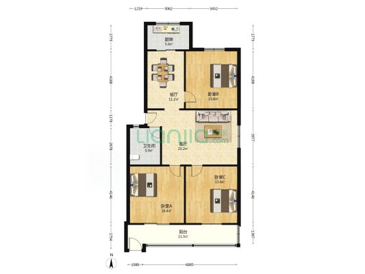 西安市农机监理与推广总站家属院 3室2厅1卫 119平方