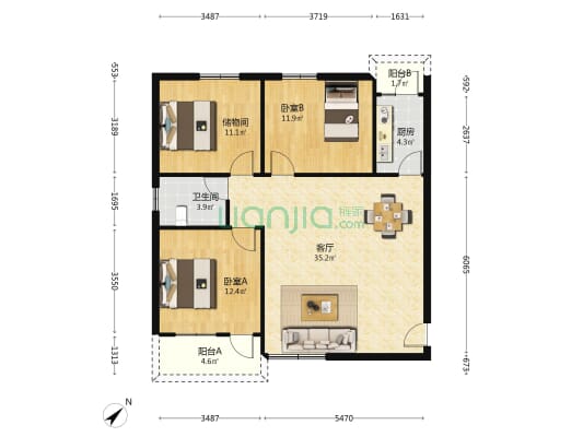 景林花园 2室1厅1卫 97平方