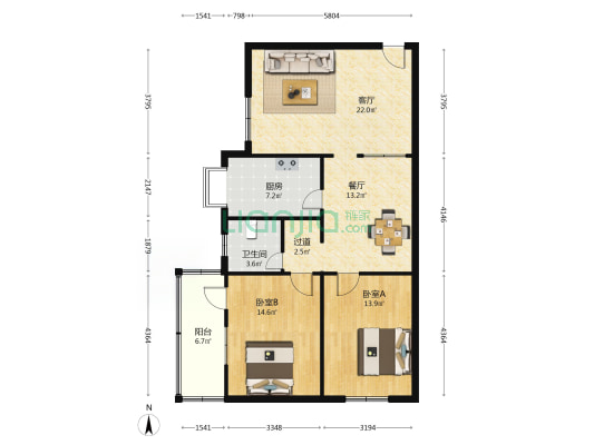 兴华南街64号 2室2厅1卫 97平方