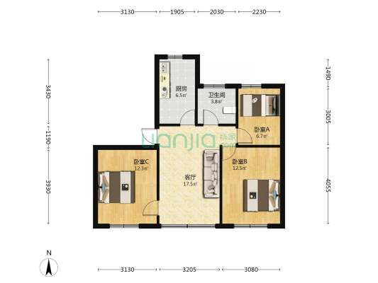 百尺溇公寓 3室1厅1卫 73平方