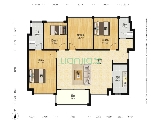 金融街仙湖悦府 3室1厅2卫 122平方